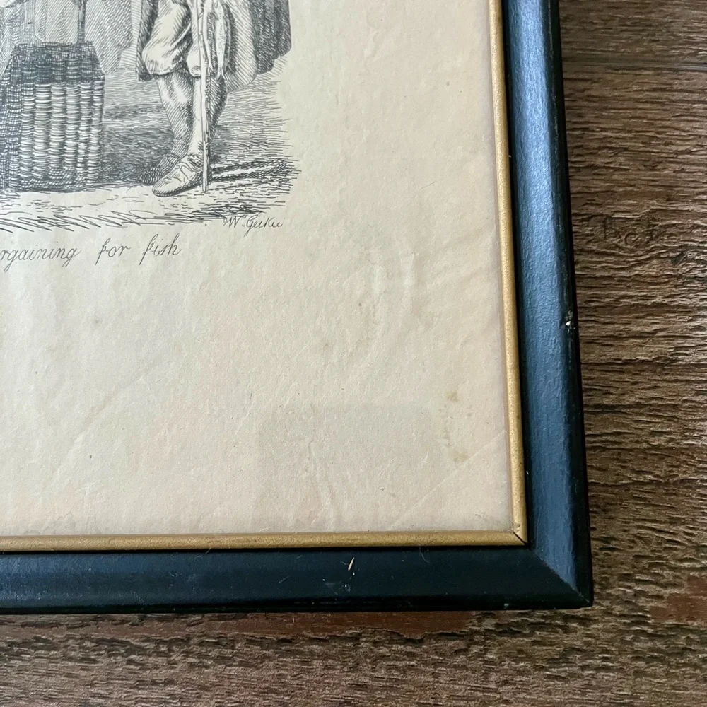 Vintage Print 1830 Scottish Artist Walter Geikie “ Bargaining For Fish” 9/11 “ - Picture 4 of 11